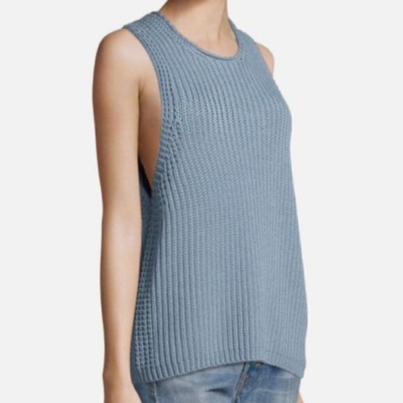 Vince Italian Waffle Knit Sweater Vest - Pale Blue Size XS - Picture 2 of 13